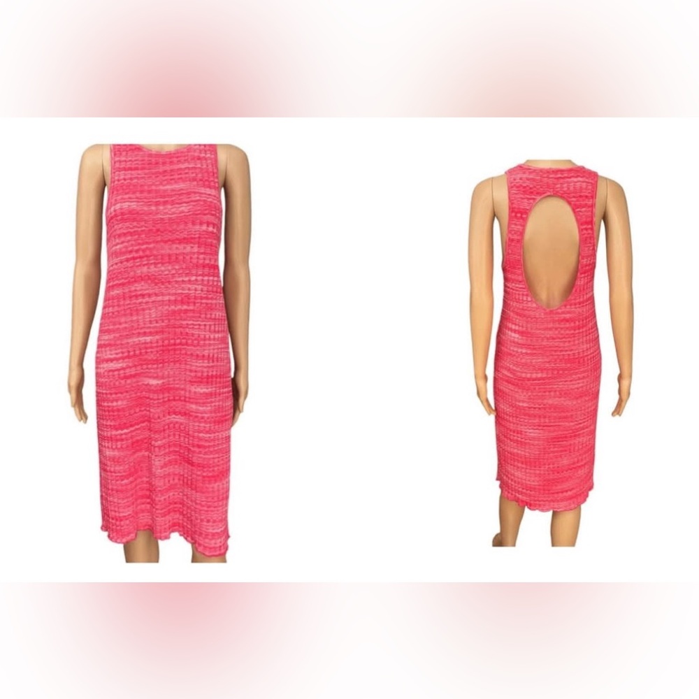 Zara Pink Sleeveless Textured Halter Knit Dress